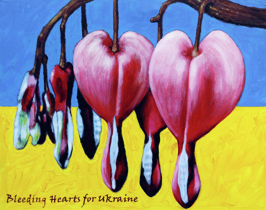 Bleeding Hearts for Ukrane Painting by John Lautermilch
