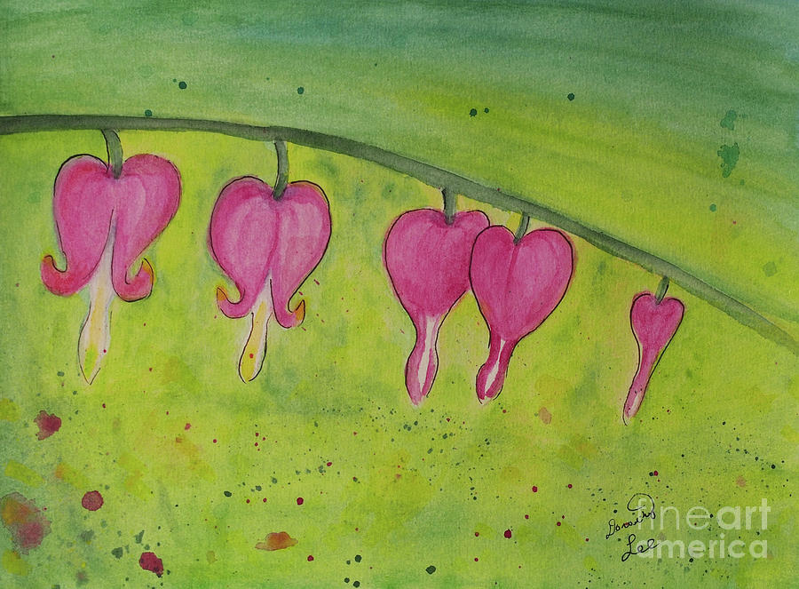 Bleeding Hearts Splatter Painting by Dorothy Lee