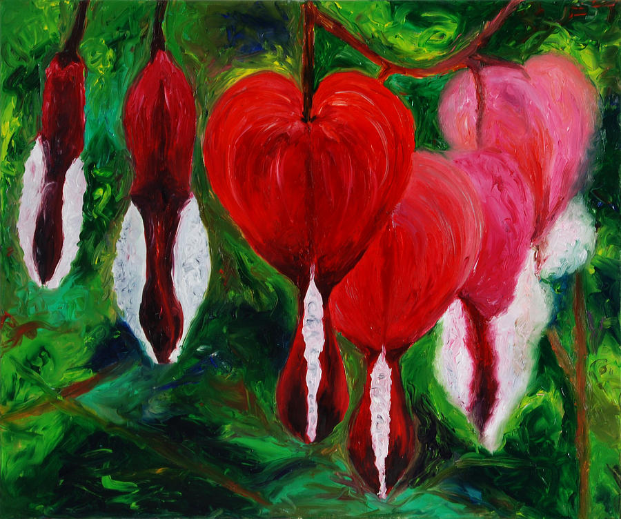 Bleeding red hearts Painting by Hafsa Idrees