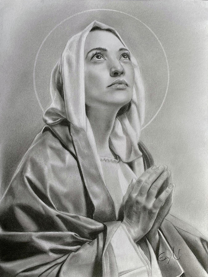 Blessed Mother Drawing - Blessed Mother by Eric Armusik