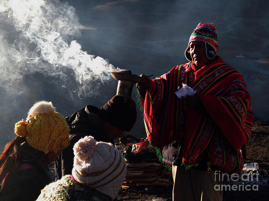 Blessings and rituals for Pachamama Bolivia Photograph by James Brunker