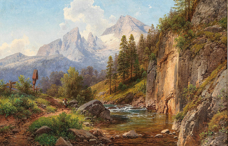 Blick Auf Den Watzmann Painting By Adalbert Waagen - Fine Art America