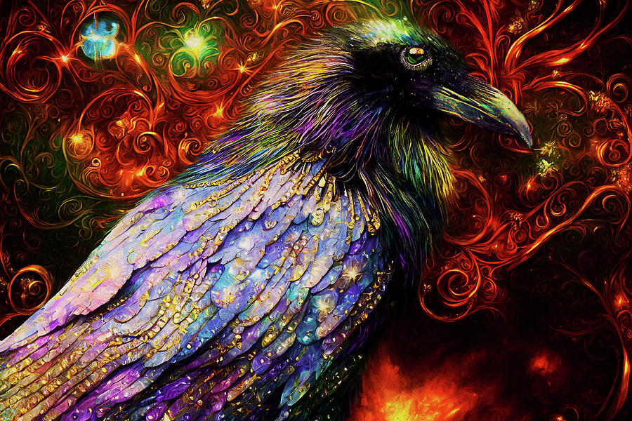 Blinged Out Raven Digital Art by Peggy Collins