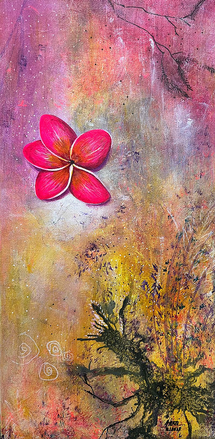Blissful Pink Frangipani  Painting by Aarti Bartake