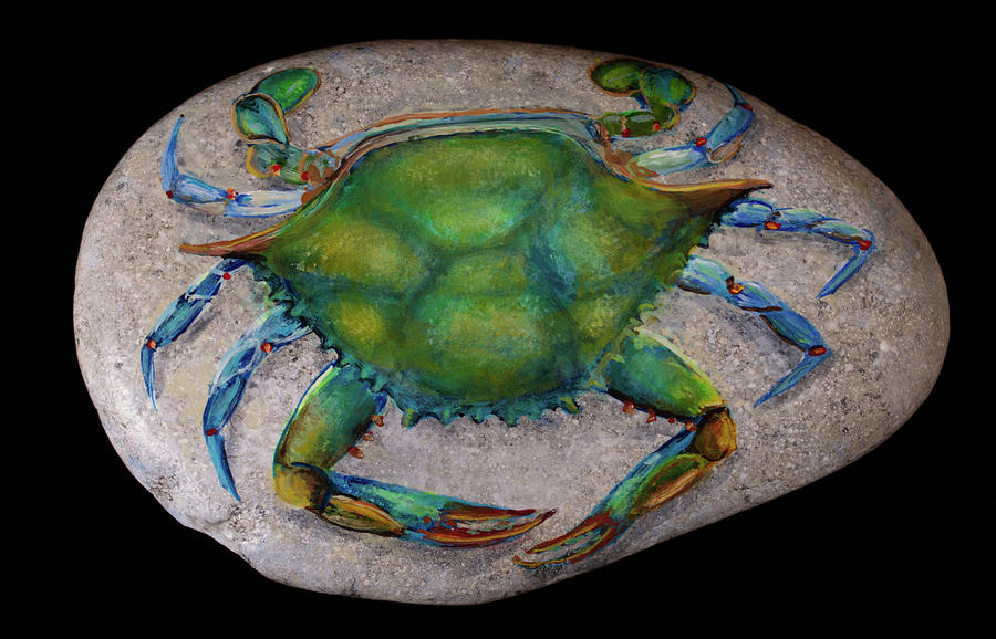 Bllue Crab Painting by Nancy Lauby