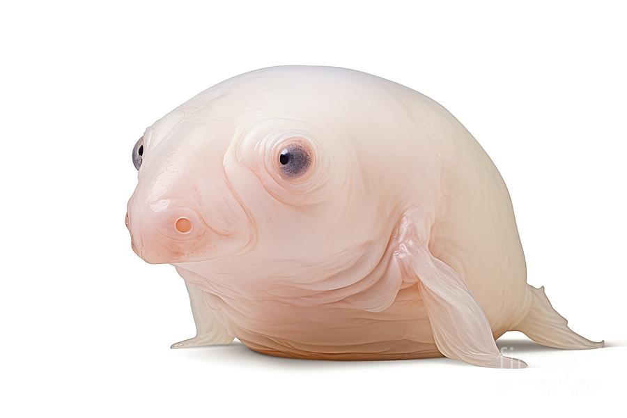 Blobfish fish on white background Digital Art by Benny Marty