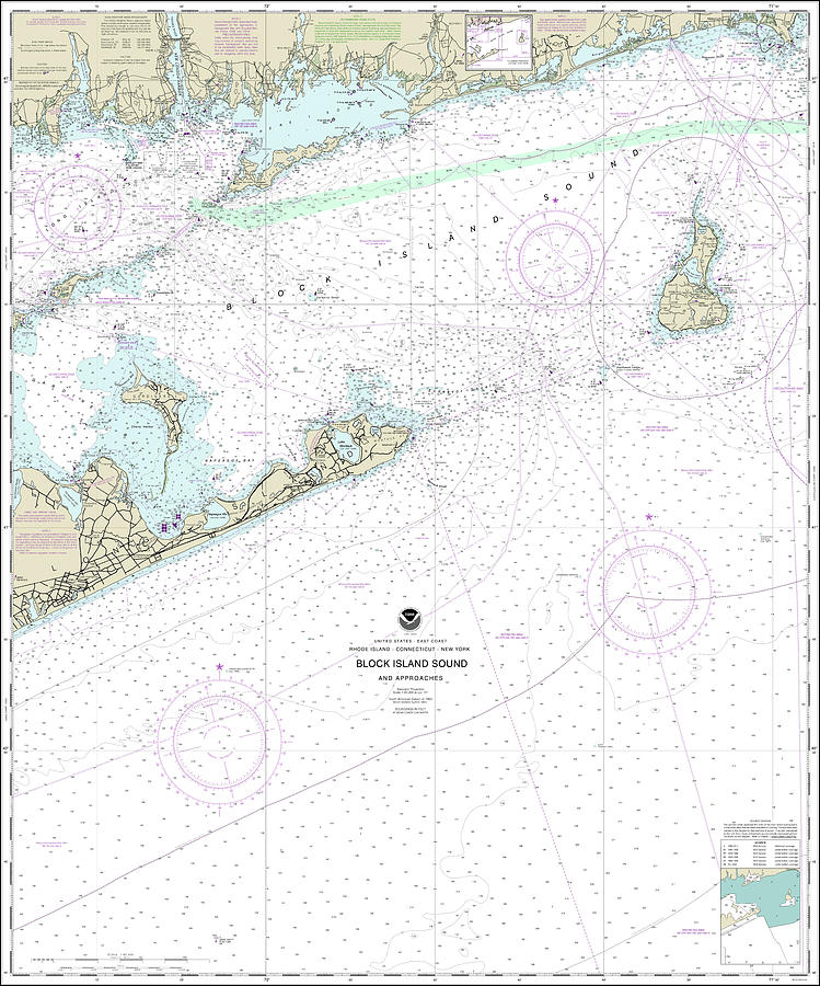 Block Island Sound And Approaches Nautical Chart No Border Digital Art By John Gernatt