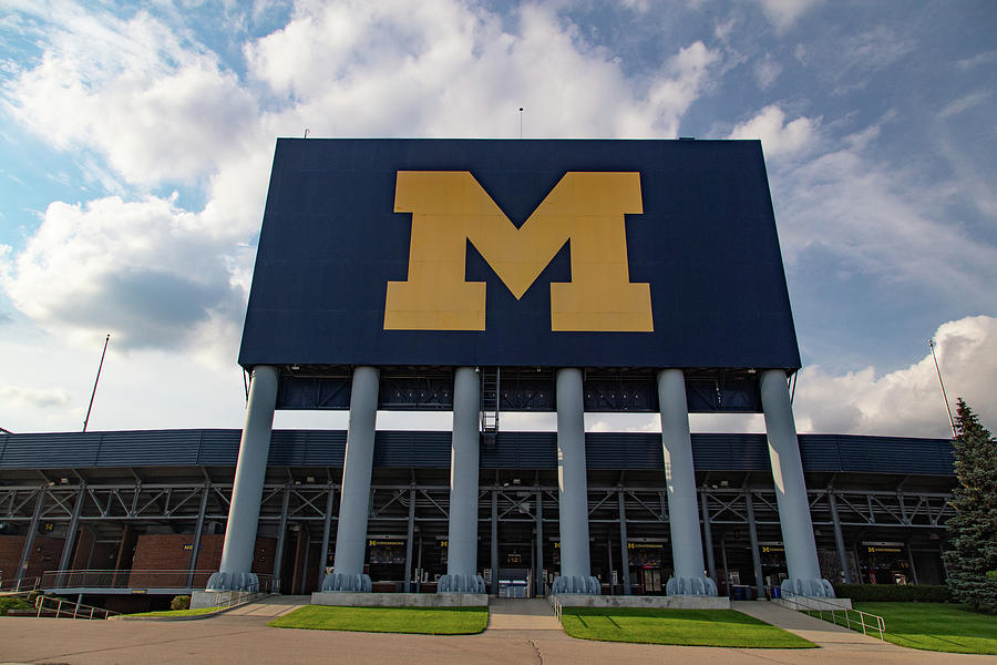 Block M sign at Michigan Stadium Photograph by Eldon McGraw