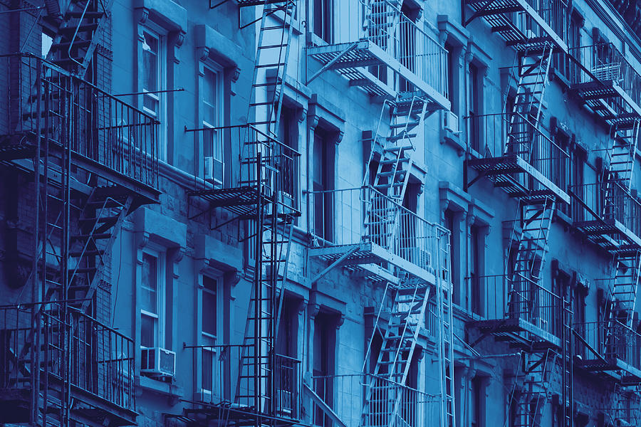 Block of old New York City buildings in blue Photograph by Deberarr