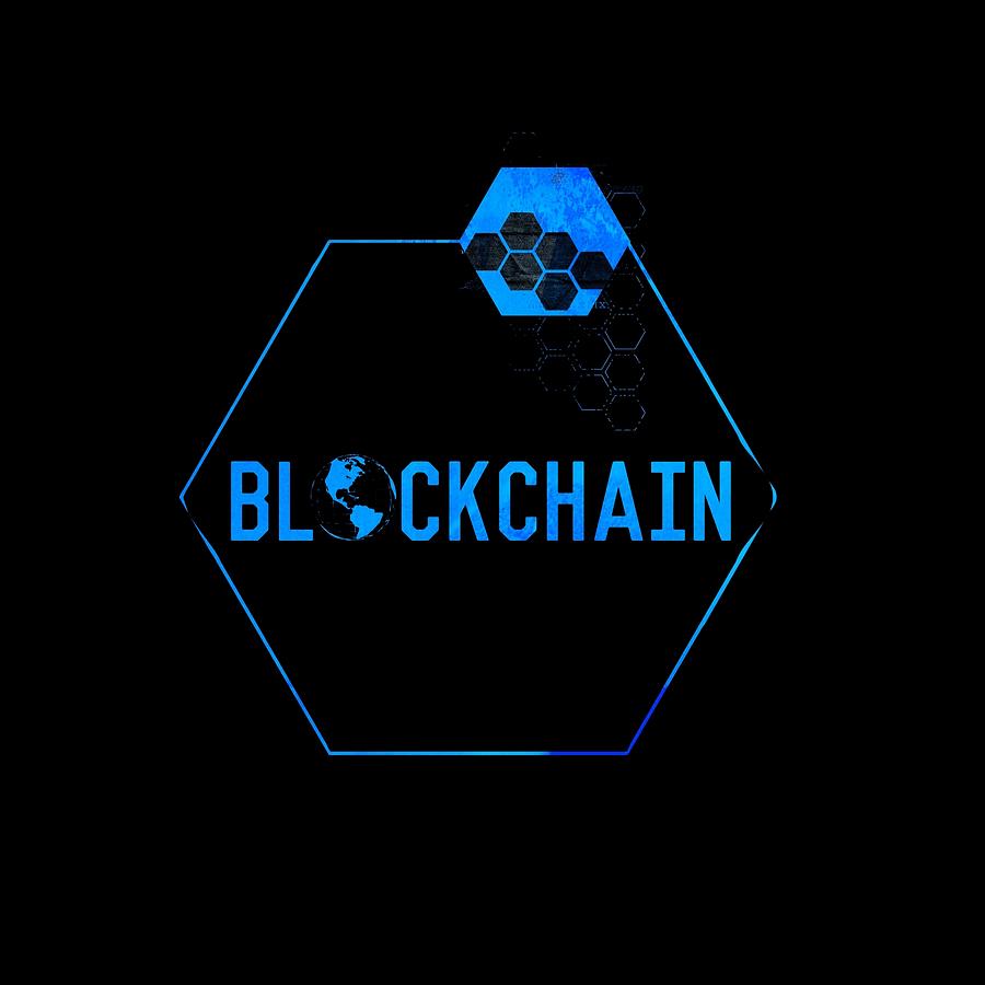 Blockchain Blue Black Digital Art by Jennifer Baulch