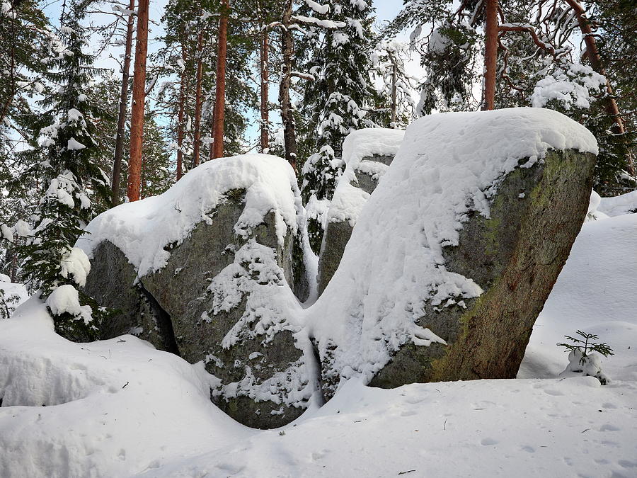 Blocks and snow Photograph by Jouko Lehto