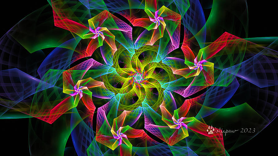 Blocky Crackle Pinwheel Digital Art by Peggi Wolfe