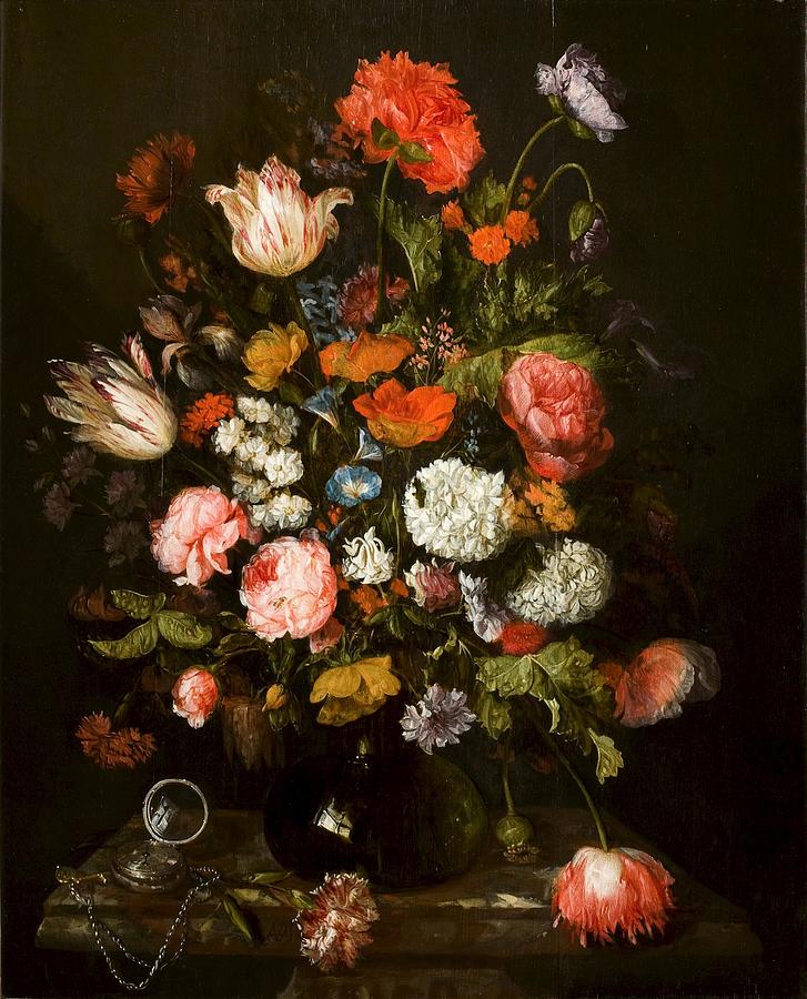 Bloemstilleven met horloge Painting by Abraham van Beijeren | Pixels