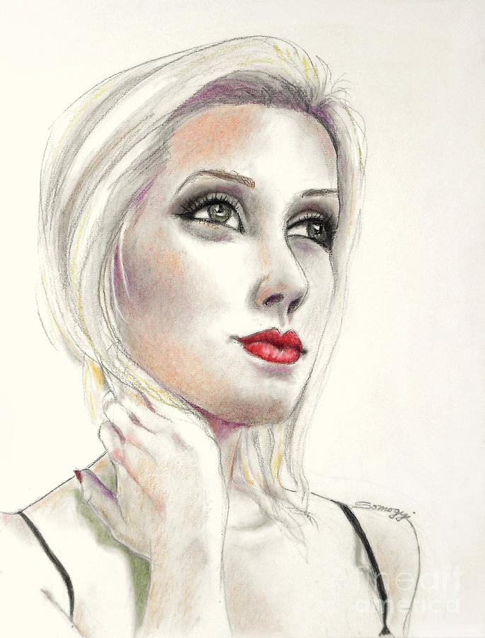 Blond Bombshell No.3 Drawing by Jayne Somogy