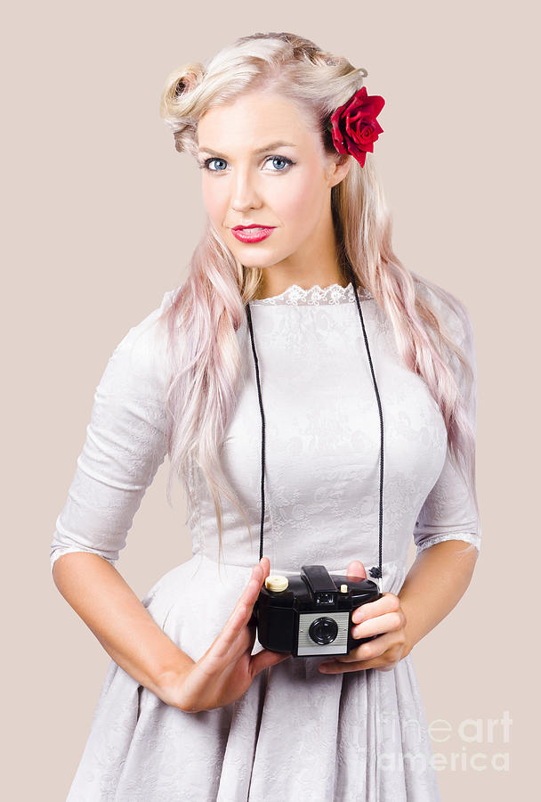 Blond woman with camera Photograph by Jorgo Photography