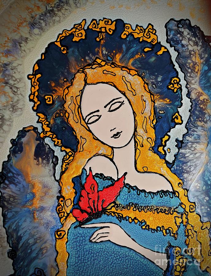 Blonde Angel detail Painting by Amalia Suruceanu