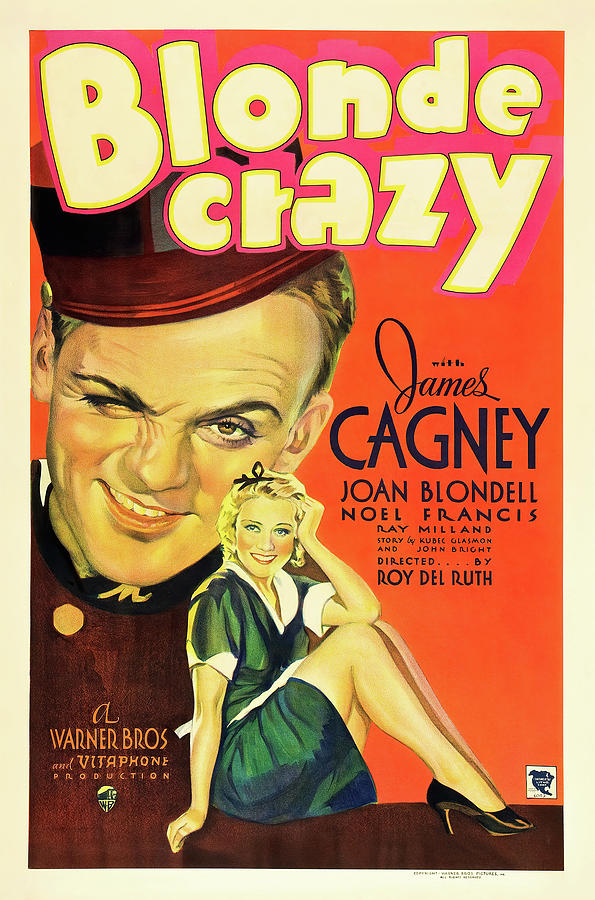 Blonde Crazy, with James Cagney and Joan Blondell, 1931 Mixed Media by Movie World Posters