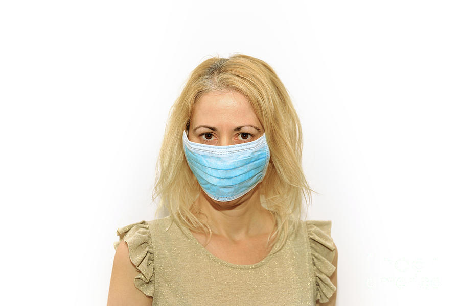 Blonde Girl With Sanitary Mask Photograph by Benny Marty