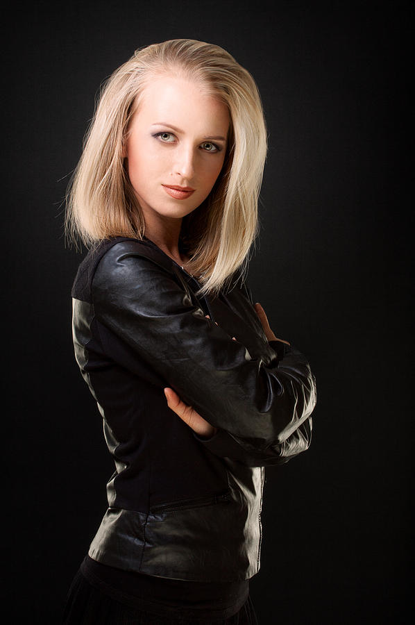 Blonde In Leather Jacket Photograph by Avlntn