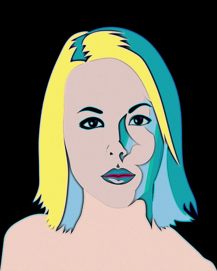 Blonde Mystery Girl - Neon Pop Art Drawing by Beautify My Walls