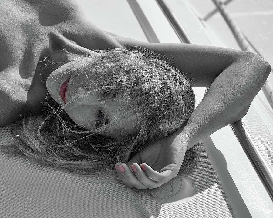 Blonde on a yacht selective Photograph by Alan Goldberg