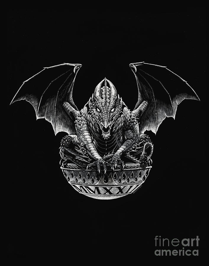 Dragon Drawing - Blood Dragon by Stanley Morrison