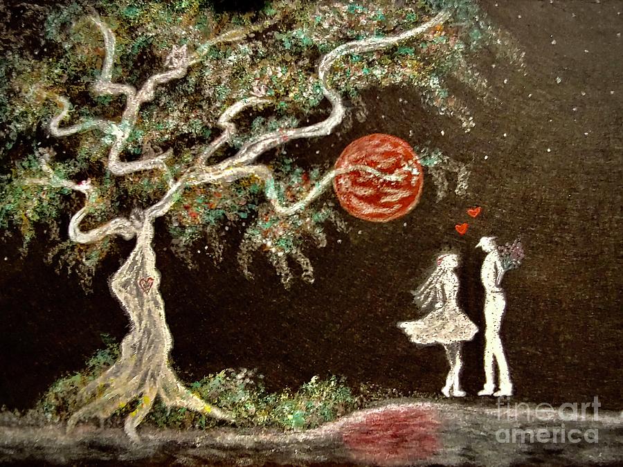 Blood Moon Lovers Painting