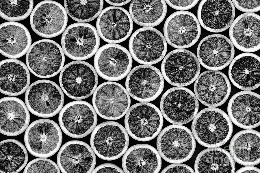 Blood Oranges Pattern Black and White Photograph by Tim Gainey