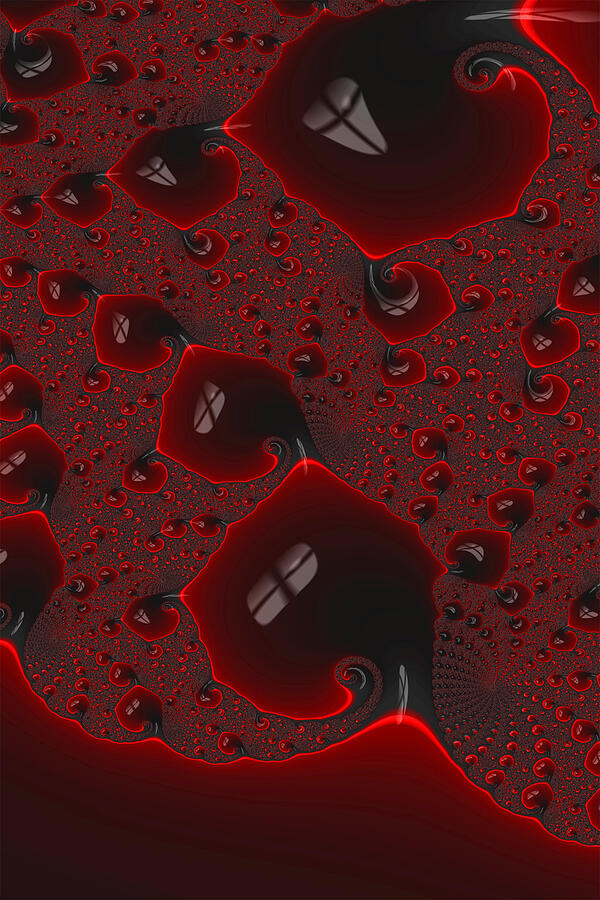  Deep Blood Red Spilled Wine Shiny Gothic Fractal Abstract  Digital Art by Shelli Fitzpatrick