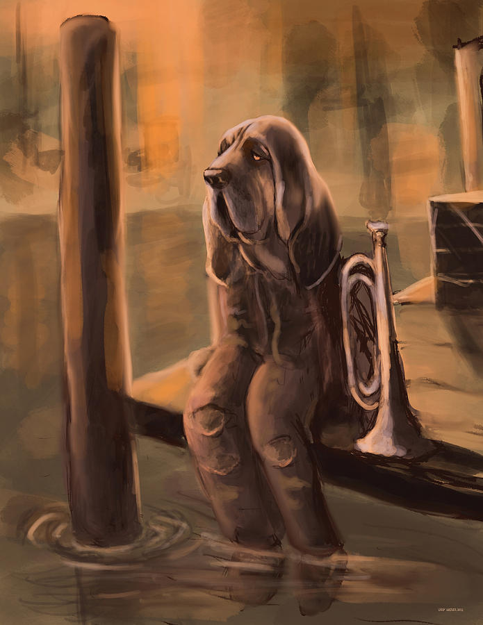 Bloodhound Bugler Digital Art by Larry Whitler