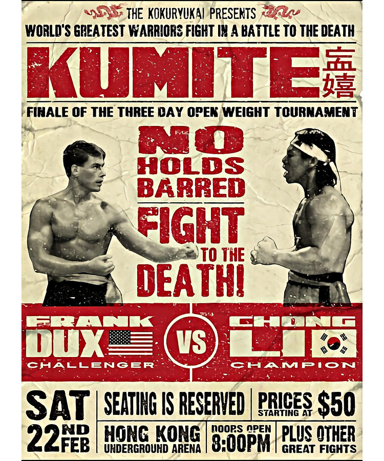 Bloodsport Poster Kumite Frank Dux vs Chong 70s Painting by Price Jacob ...