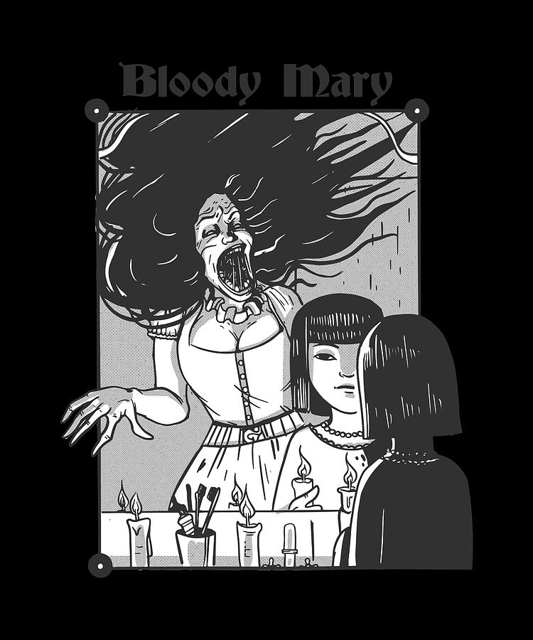 Bloody Mary in mirror with girl and candles Digital Art by Norman W - Pixels