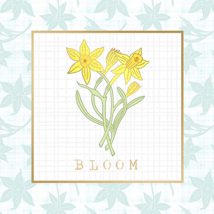 Bloom Bordered Daffodil Inspirational Art by Jen Montgomery Painting by Jen Montgomery