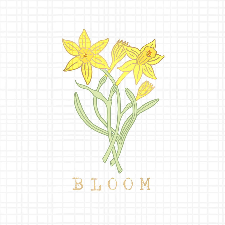 Bloom Daffodil Inspirational Art by Jen Montgomery Painting by Jen Montgomery