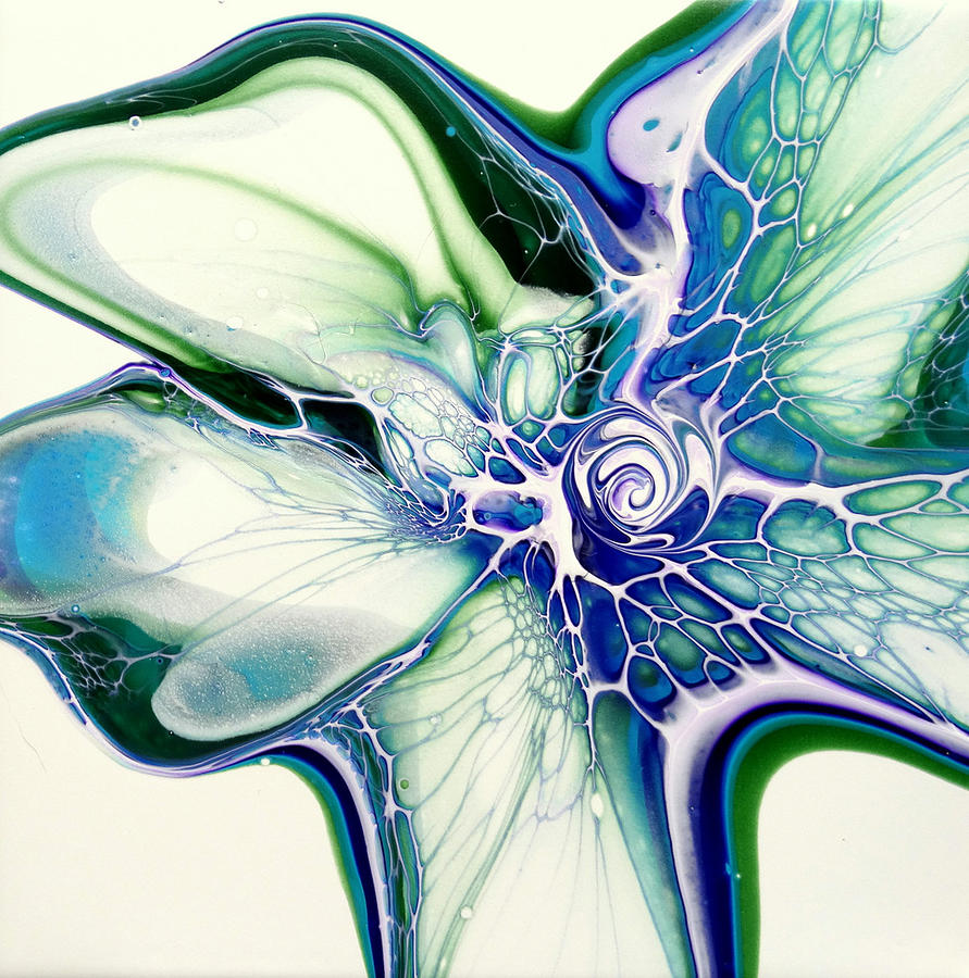 Bloom green blue violet Painting by Elvira De Vries