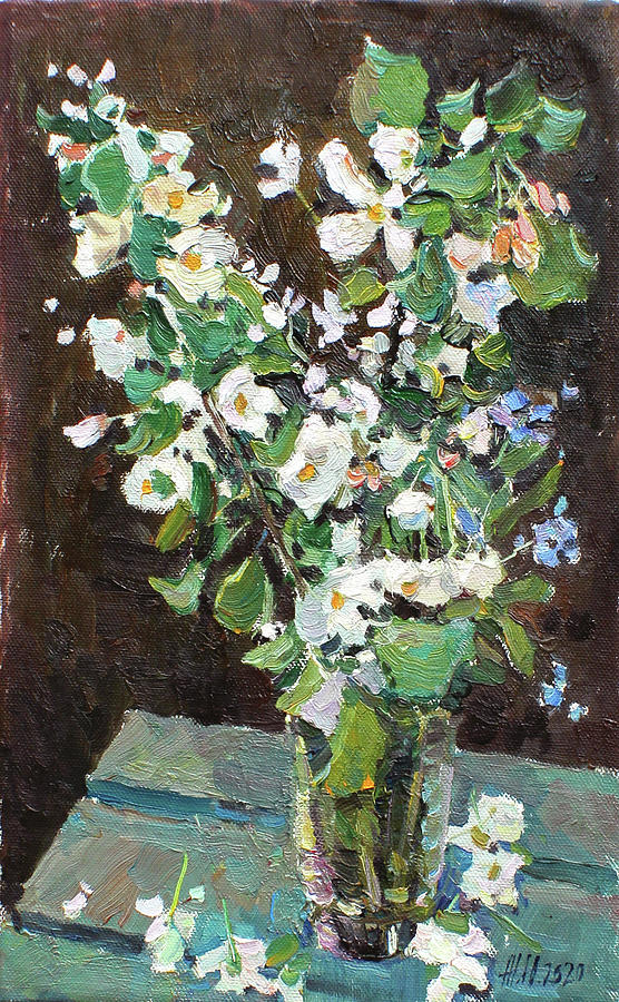 Spring Painting - Blooming apple tree by Juliya Zhukova
