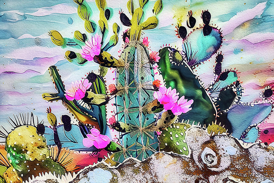 Blooming Cactus in Arizona Digital Art by Tatiana Travelways