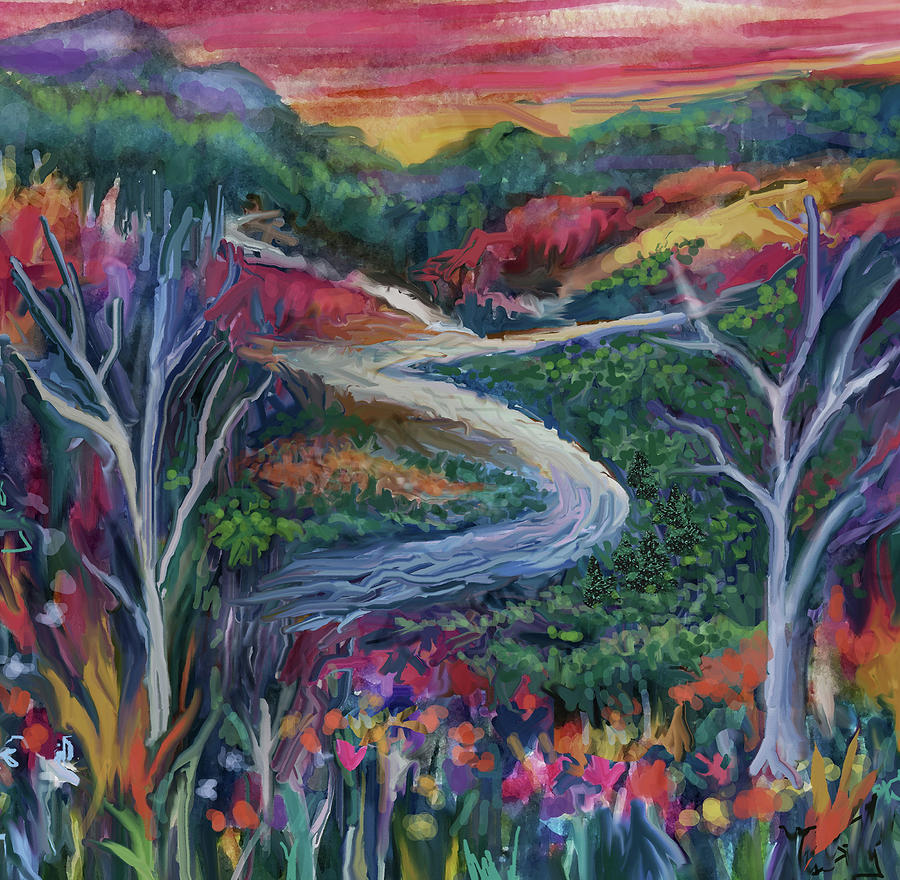 Blooming Country Mixed Media by Jean Batzell Fitzgerald