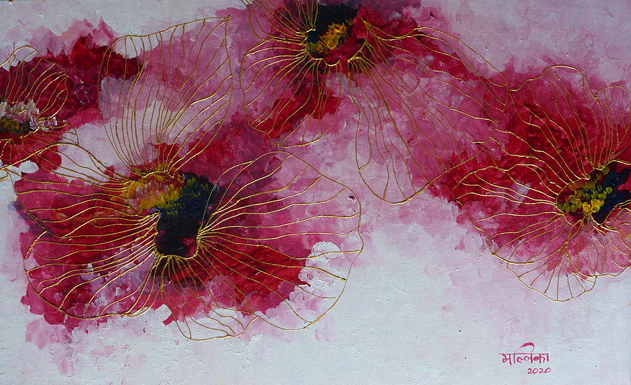 Flowers Painting - Blooming Flowers by Mallika Seth