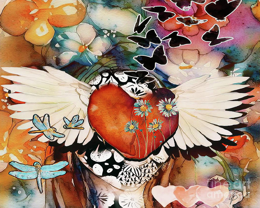 Blooming Heart Mixed Media by Jennifer Page