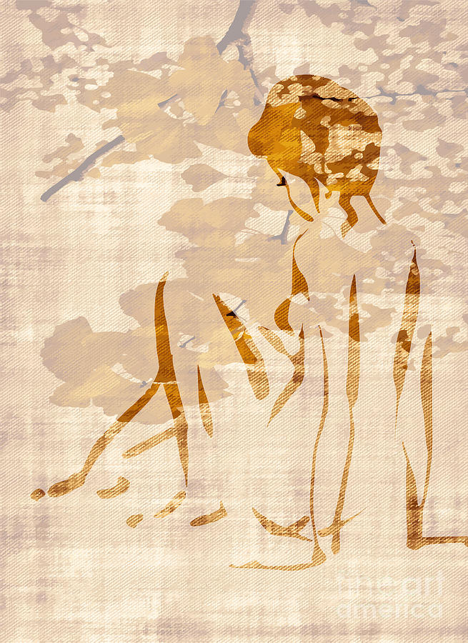 Abstract Digital Art - Blooming Illustration Of Abstract Nude Sitting Woman  by Mounir Khalfouf