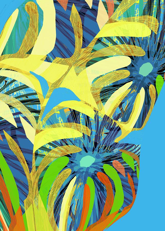 Modern Digital Art - Blooming in Blue by Jennifer Lommers
