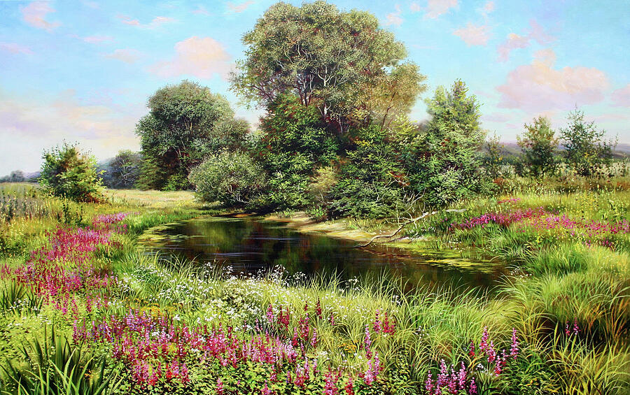 Blooming Meadow Painting by Serhiy Kapran - Pixels