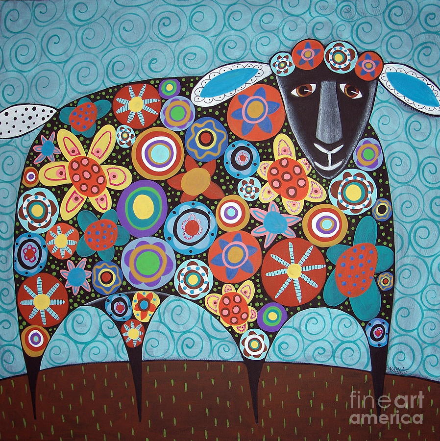 Blooming Sheep Painting by Karla Gerard
