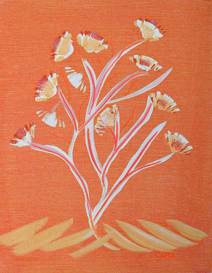 Blooming Tree Orange Painting by Corinne Carroll