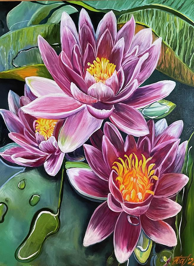 Blooming water lilies Painting by Anna Pavlovich-Naneva - Fine Art America