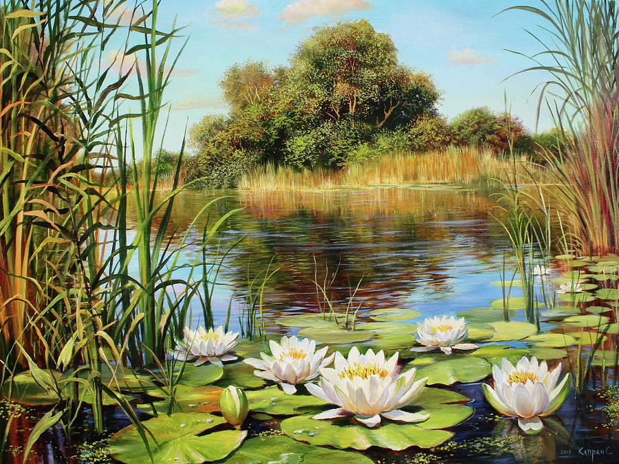 Summer Painting - Blooming Water Lilies  by Serhiy Kapran