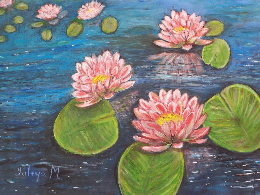 Blooming Water Lilies Painting by Yuliya Milinska - Fine Art America