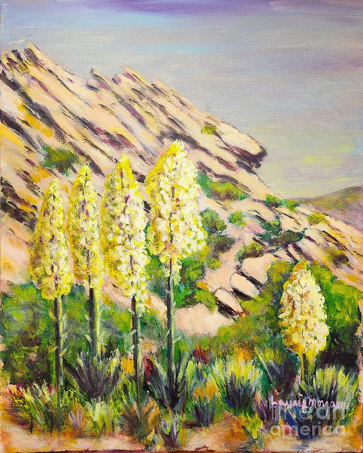 Blooming Yucca at Vasquez Rocks Painting by Laurie Morgan