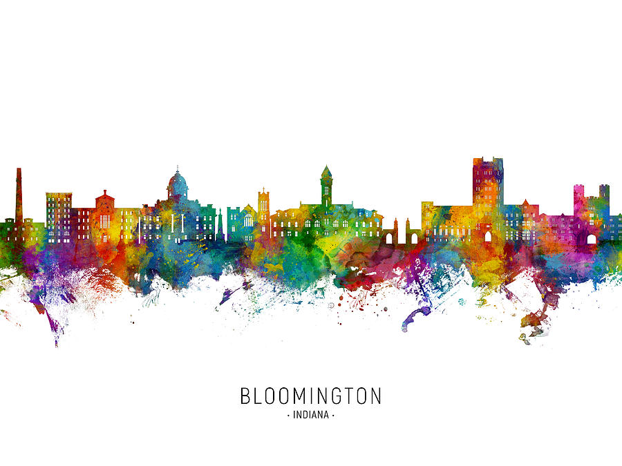 Bloomington Indiana Skyline #65 Digital Art by Michael Tompsett